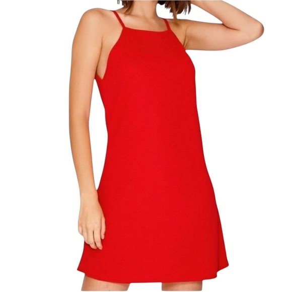AMANDA UPRICHARD Red Sleeveless Square Neck Mini Dress Medium - Picture 1 of 6